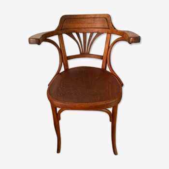 Fauteuil de bureau J&J Kohn circa 1900 estampillé et étiquette