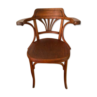 Fauteuil de bureau J&J Kohn circa 1900 estampillé et étiquette