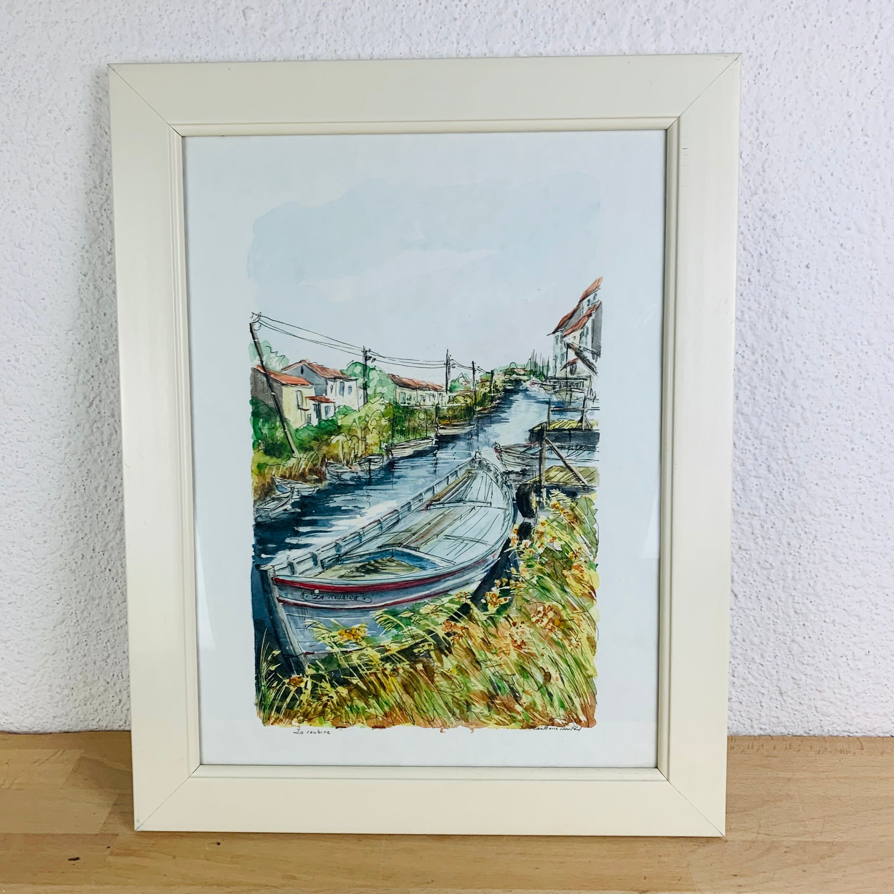 Marine watercolor painting by Jean Pierre Bailleul "La Roubine"