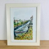 Marine watercolor painting by Jean Pierre Bailleul "La Roubine"