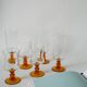 set of 8 vintage amber-stemmed wine glasses 1970