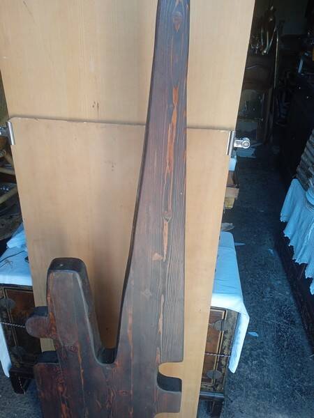 Totem Brutalist sculpture, solid wood on base