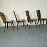 Chaises de salle à manger en chêne brutalisme vintage, années 1960, ensemble de 4.