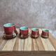 Antique majolica barbotine set – tray and 4 small pots – Art Nouveau