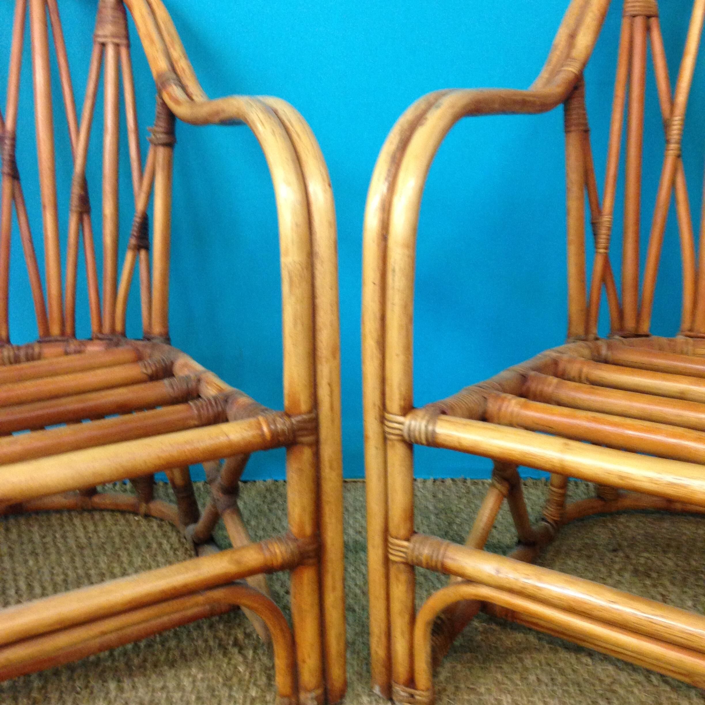 Paire de Fauteuil en rotin circaa 1960