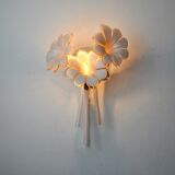 Wall lamp pink fleurs-de-lis, murano glass, Italy, 1970