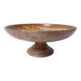 Large vintage stoneware compote dish with a footed plate