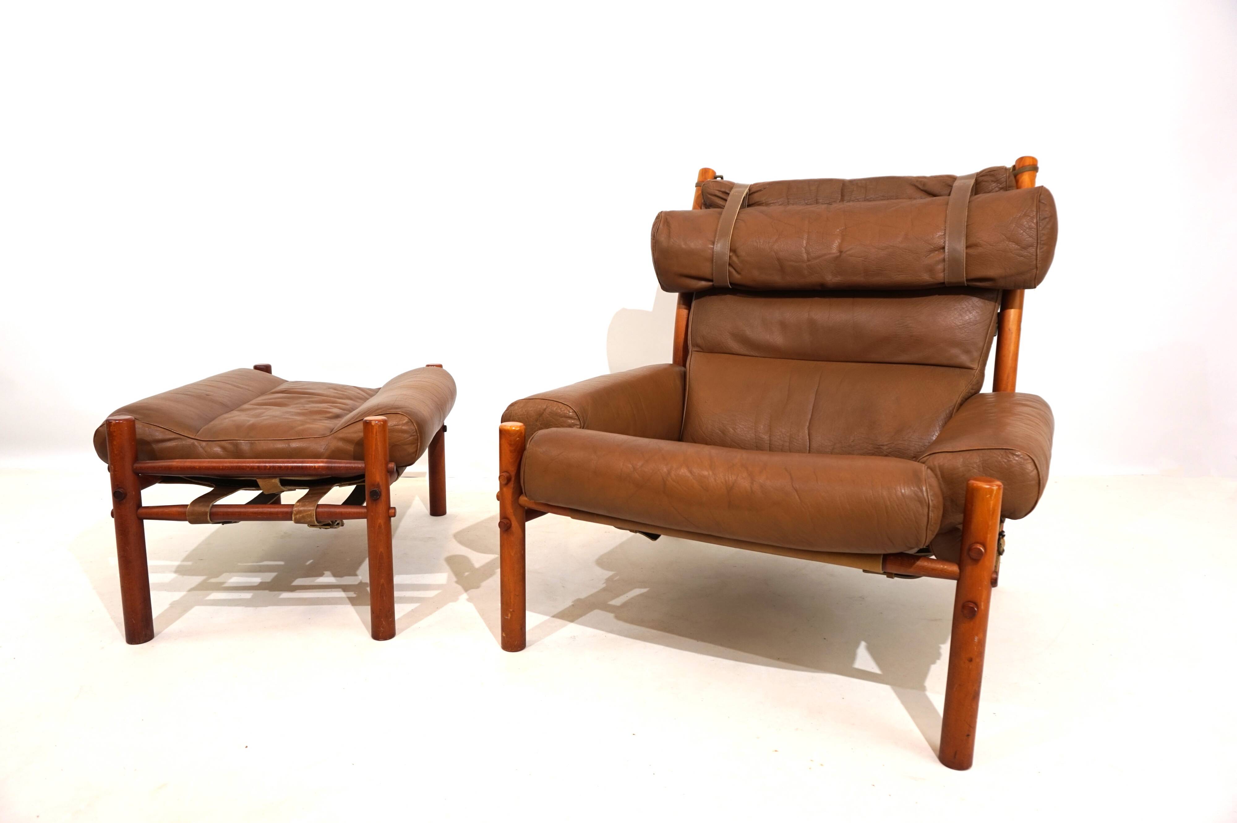 Arne Norell Inca chair with ottoman for Norell AB