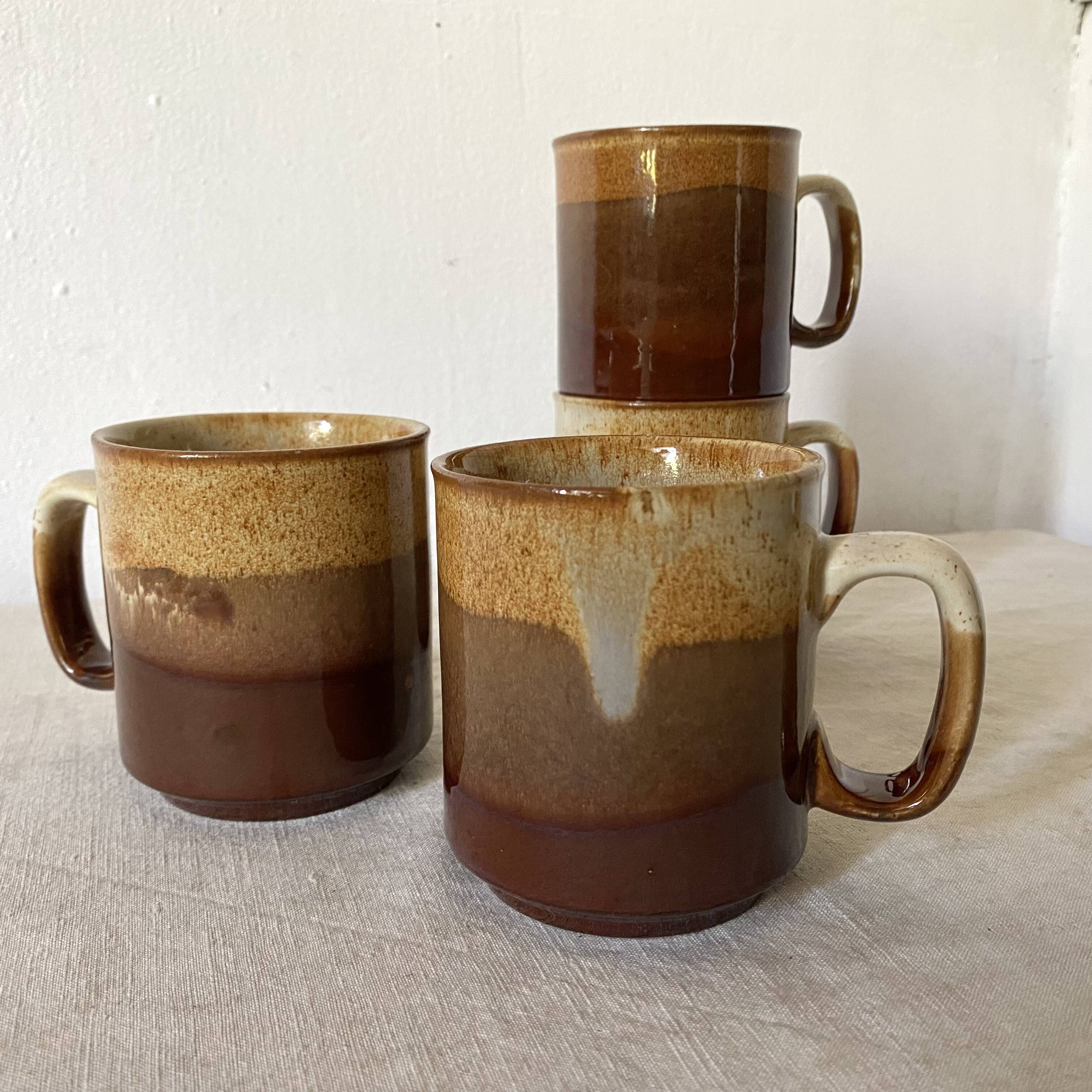 Vintage enameled stoneware mugs, England