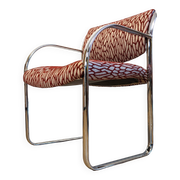 Vintage Strafor armchair in chrome tubular steel – organic fabric