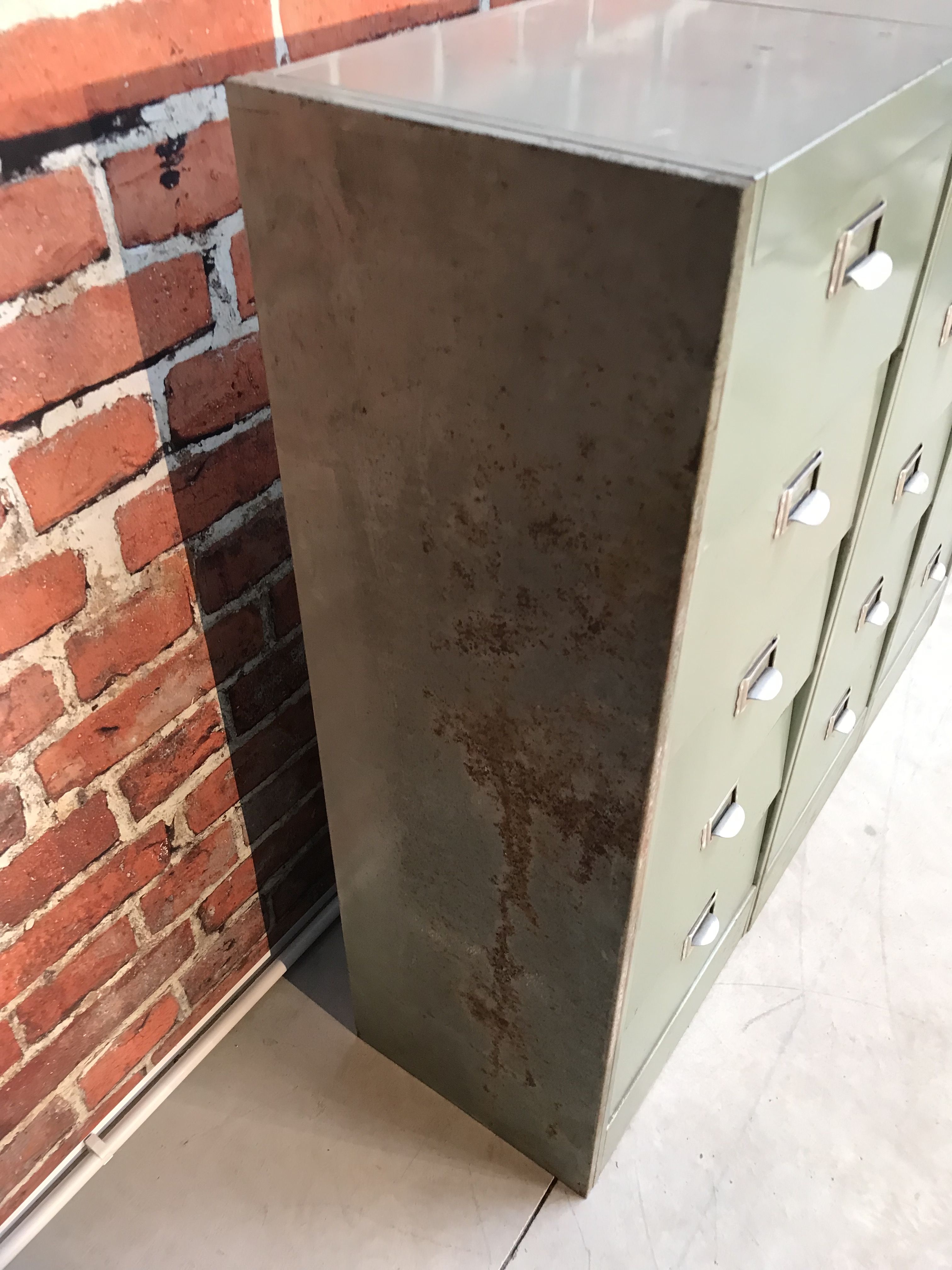 Vintage industrial furniture with metal clamshell atal