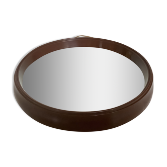 Miroir rond plastique marron vintage