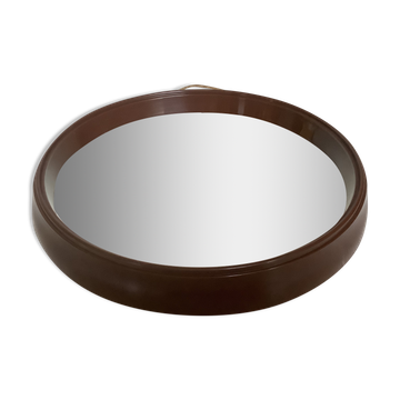 Vintage brown plastic round mirror