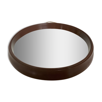 Vintage brown plastic round mirror