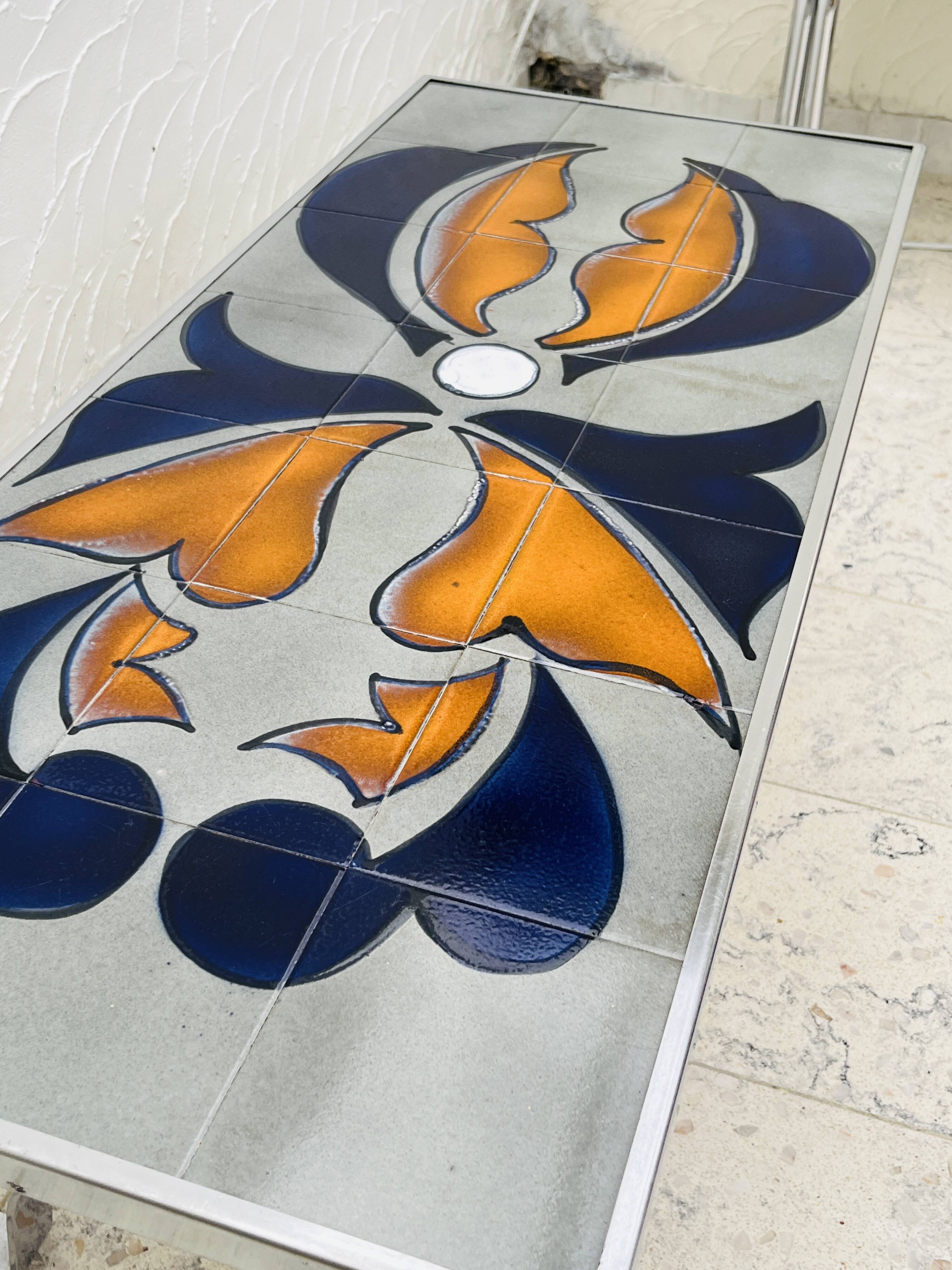 Metakore coffee table in ceramic from vallauris, signed cedem.