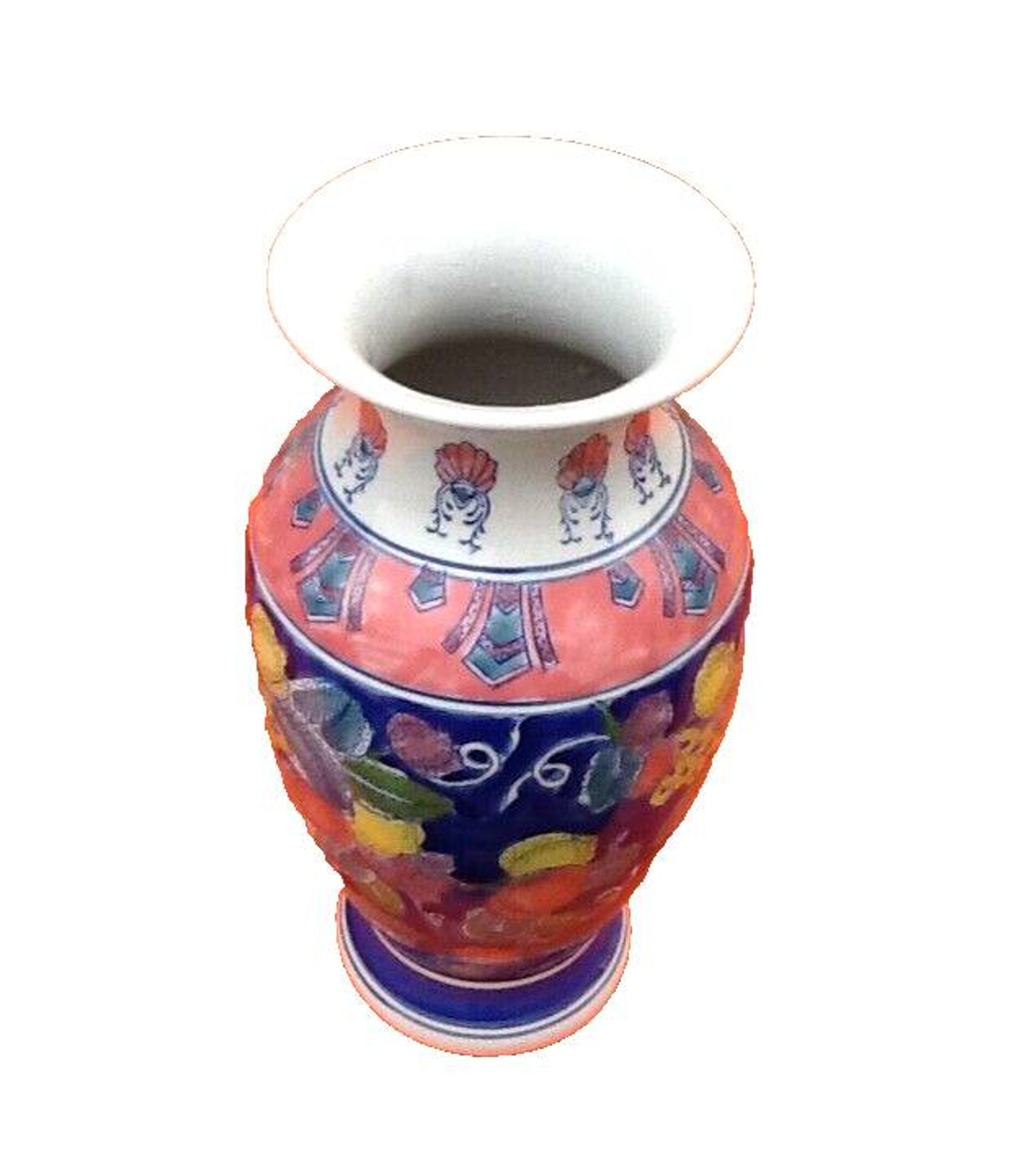 Baluster vase Polychrome ceramic Floral decoration