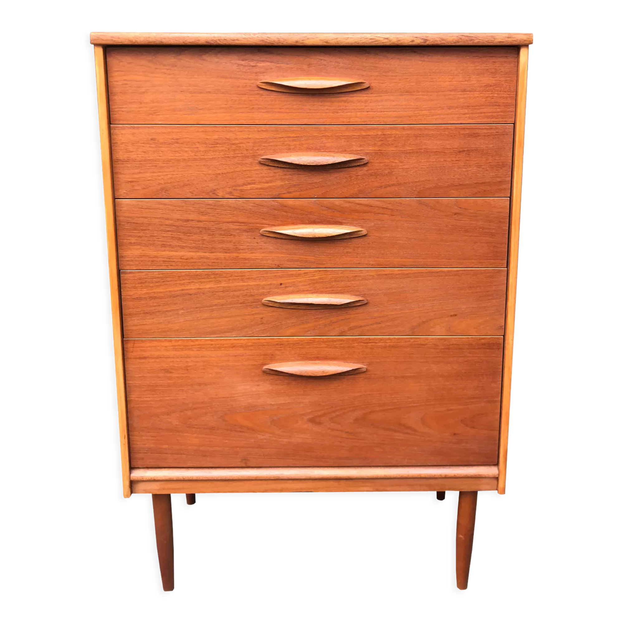 Tall teak chest of drawers from the 1960s