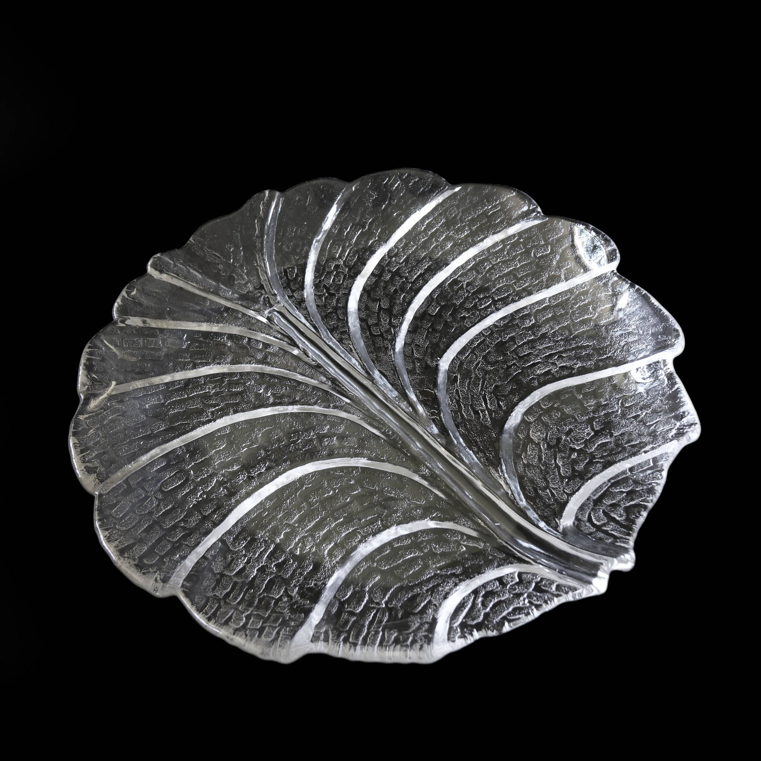 Vintage large glass plate "eden" designed by lars hellsten 1974 for orrefors