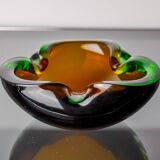 Sommerso brown and green pocket emptier by Flavio Poli for Seguso, Mu glass