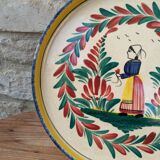 Old HB Henriot Quimper rimmed plate with Breton decor