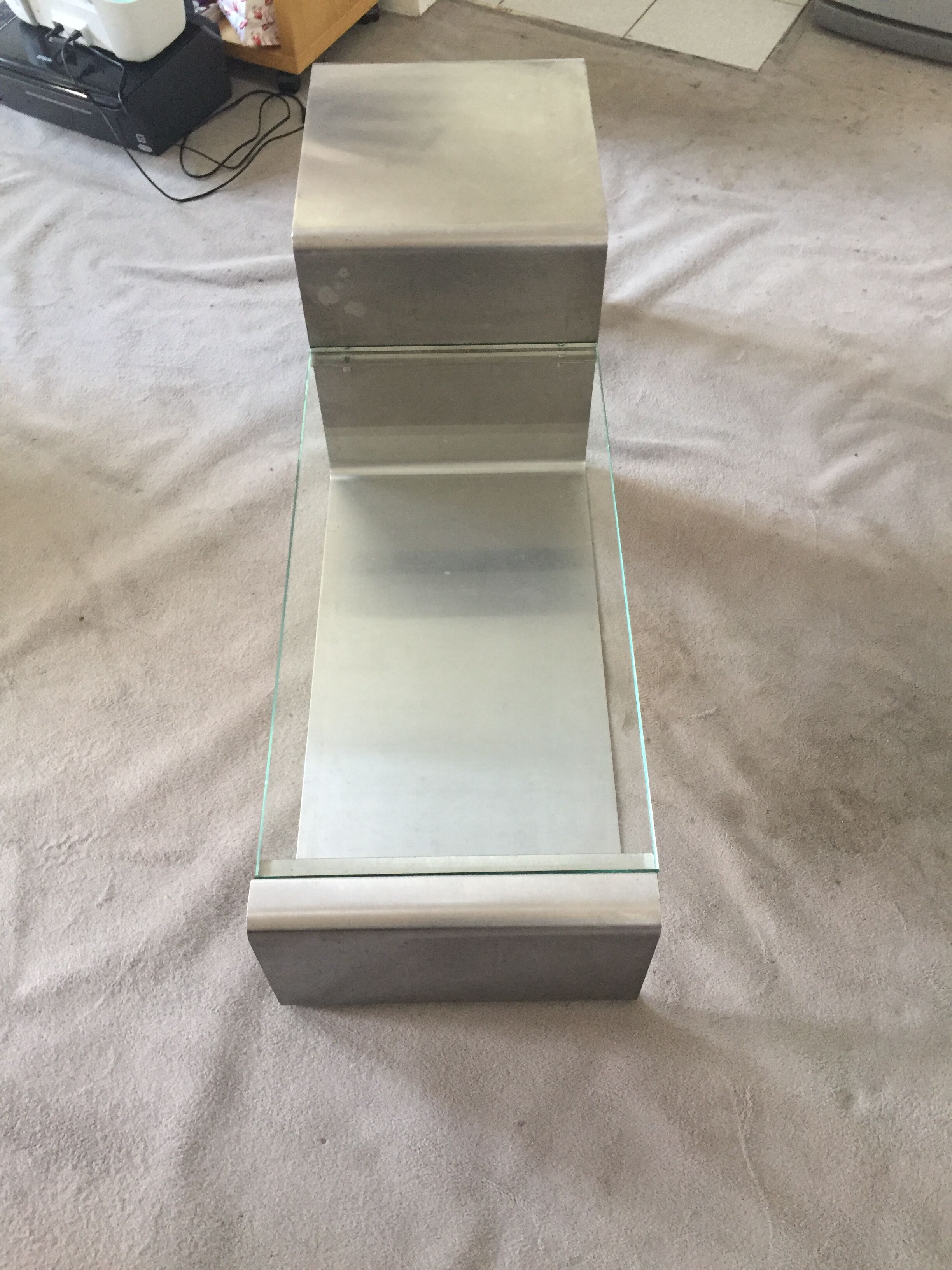 Coffee table in inox and glass 70s