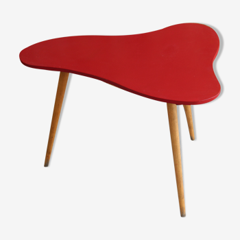 Small red tripod bean coffee table 1960