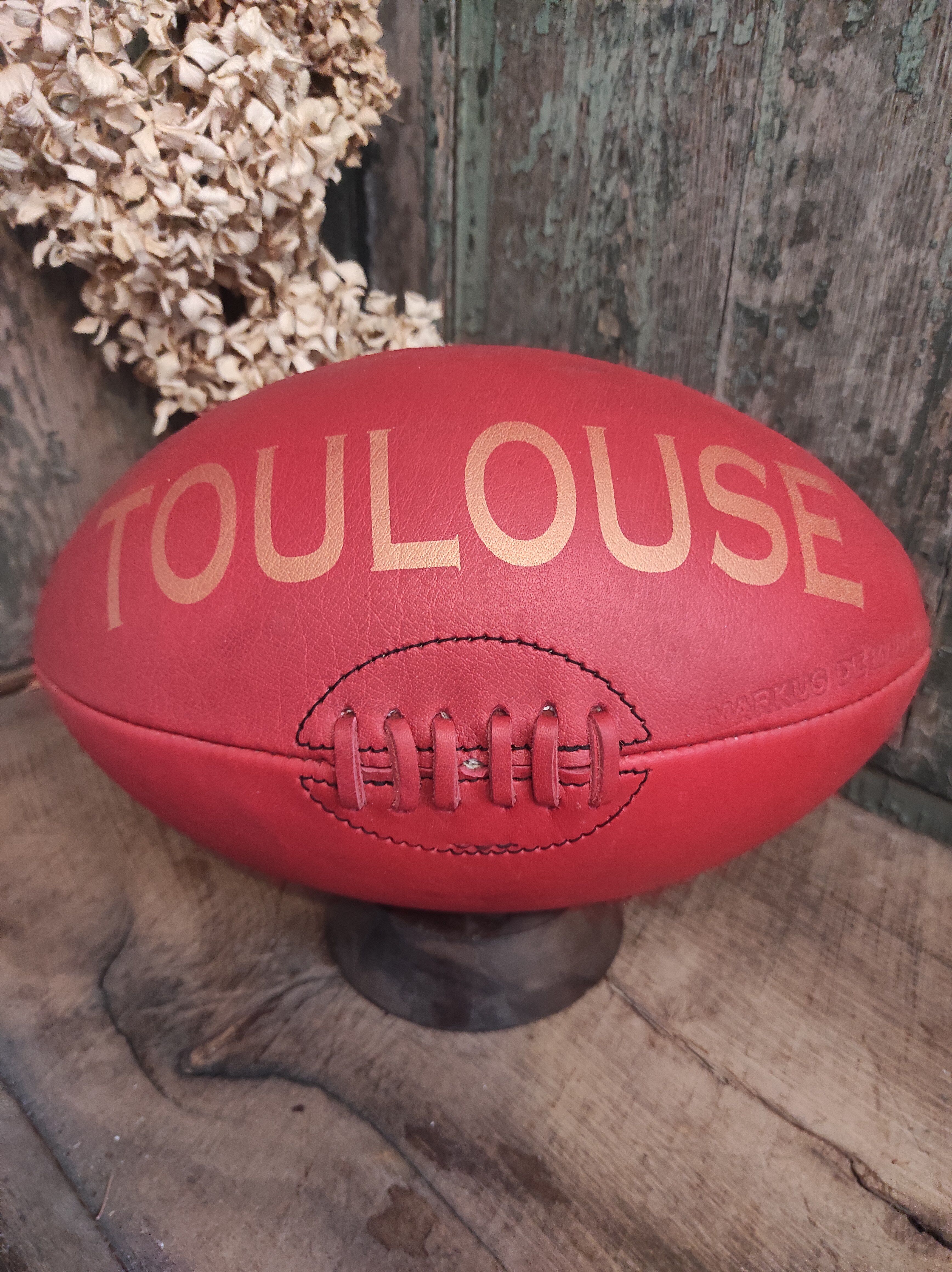 Vintage leather rugby ball Toulouse