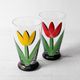 Red Tulip Flower Water Tumbler Kosta Boda by Ulrica Hydman Vallien / Sweden