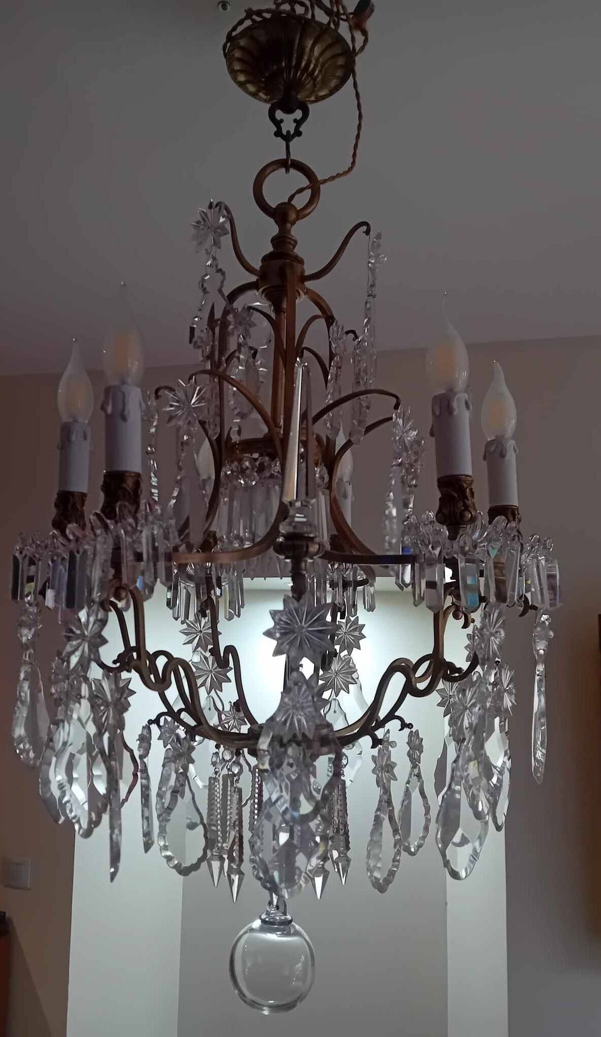 Large crystal chandelier from the 1st half of the 20th century.