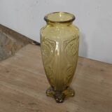 Large Art Deco yellow glass vase
