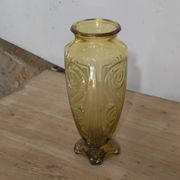 Large Art Deco yellow glass vase