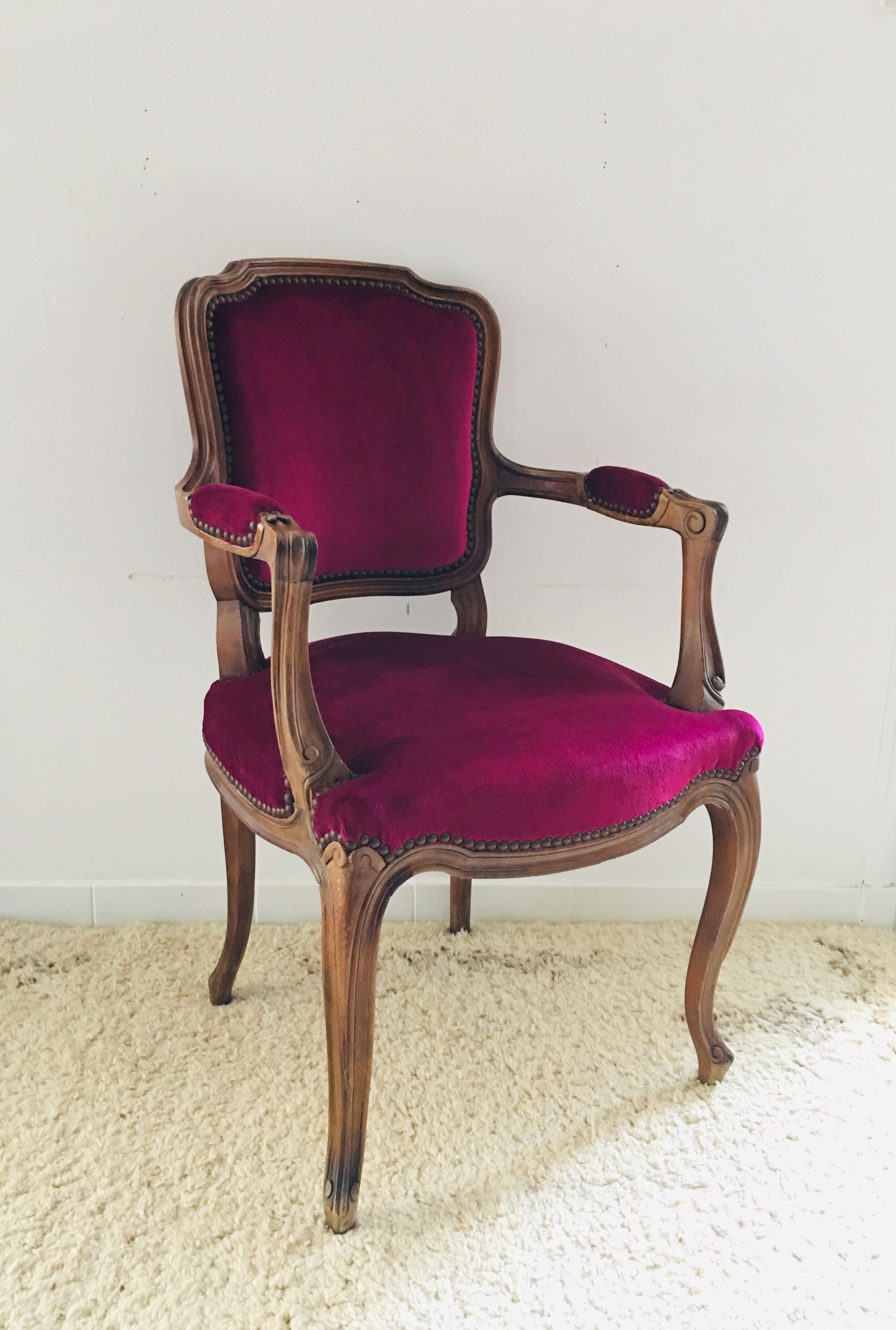 Burgundy pink velvet shepherdess