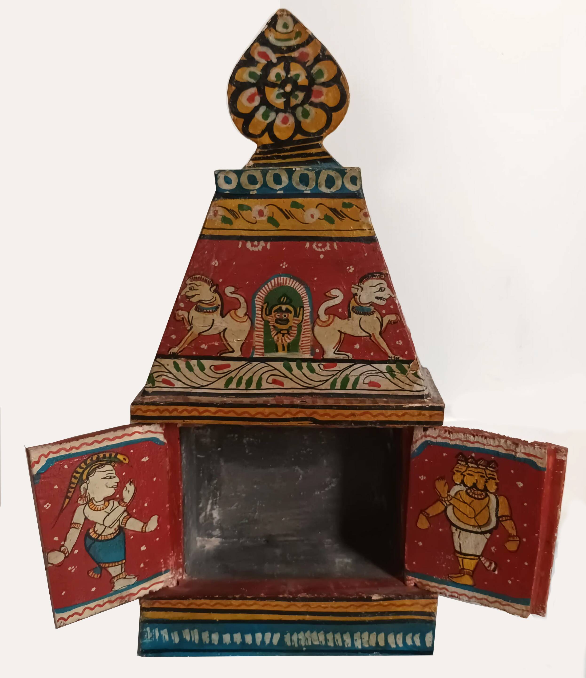Indian temple made of hand-painted wood