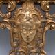 Classic gilded brass console with oval mirror from the 1950s, Italy.