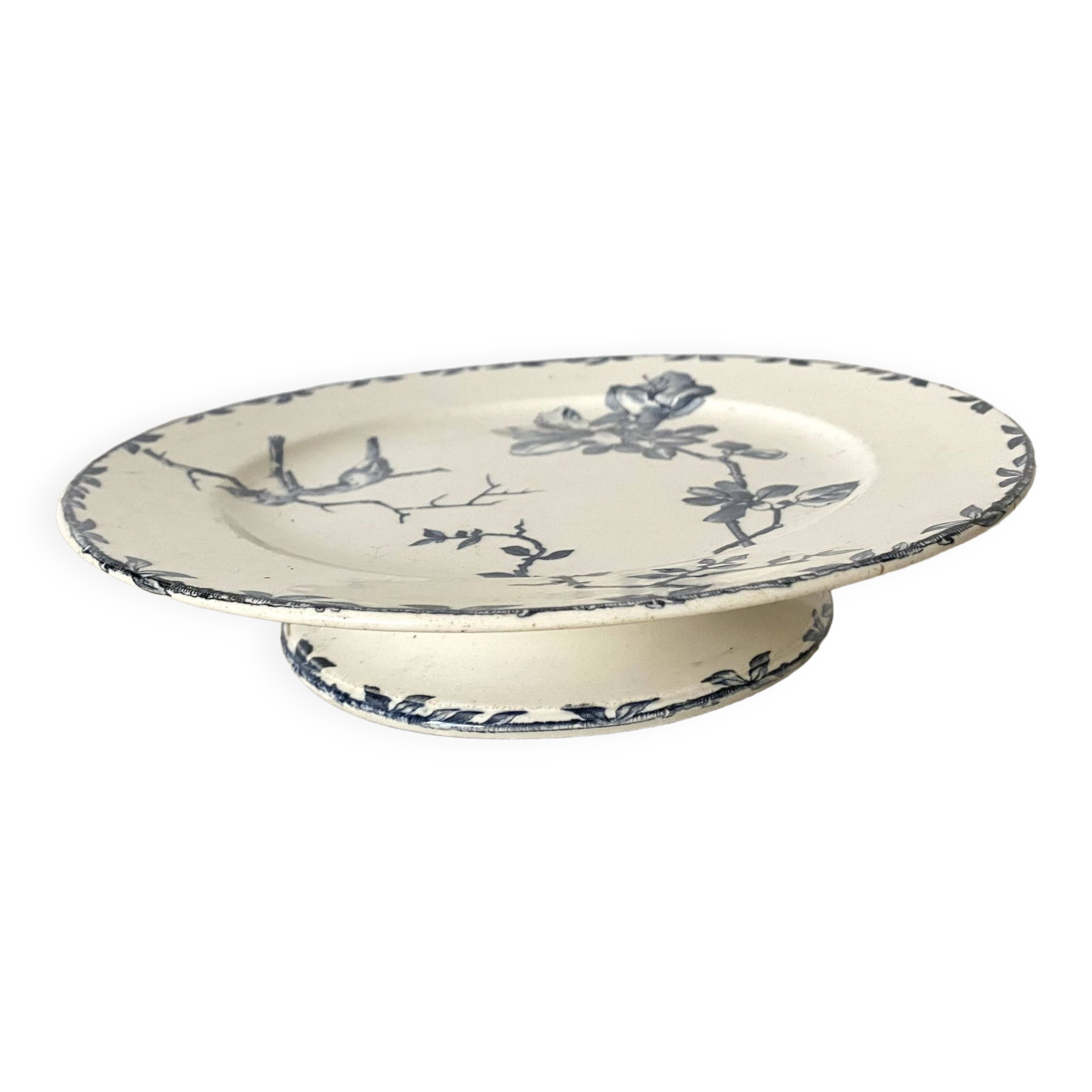 Earthenware compotier, oxford blue, hb & cie choisy le roi