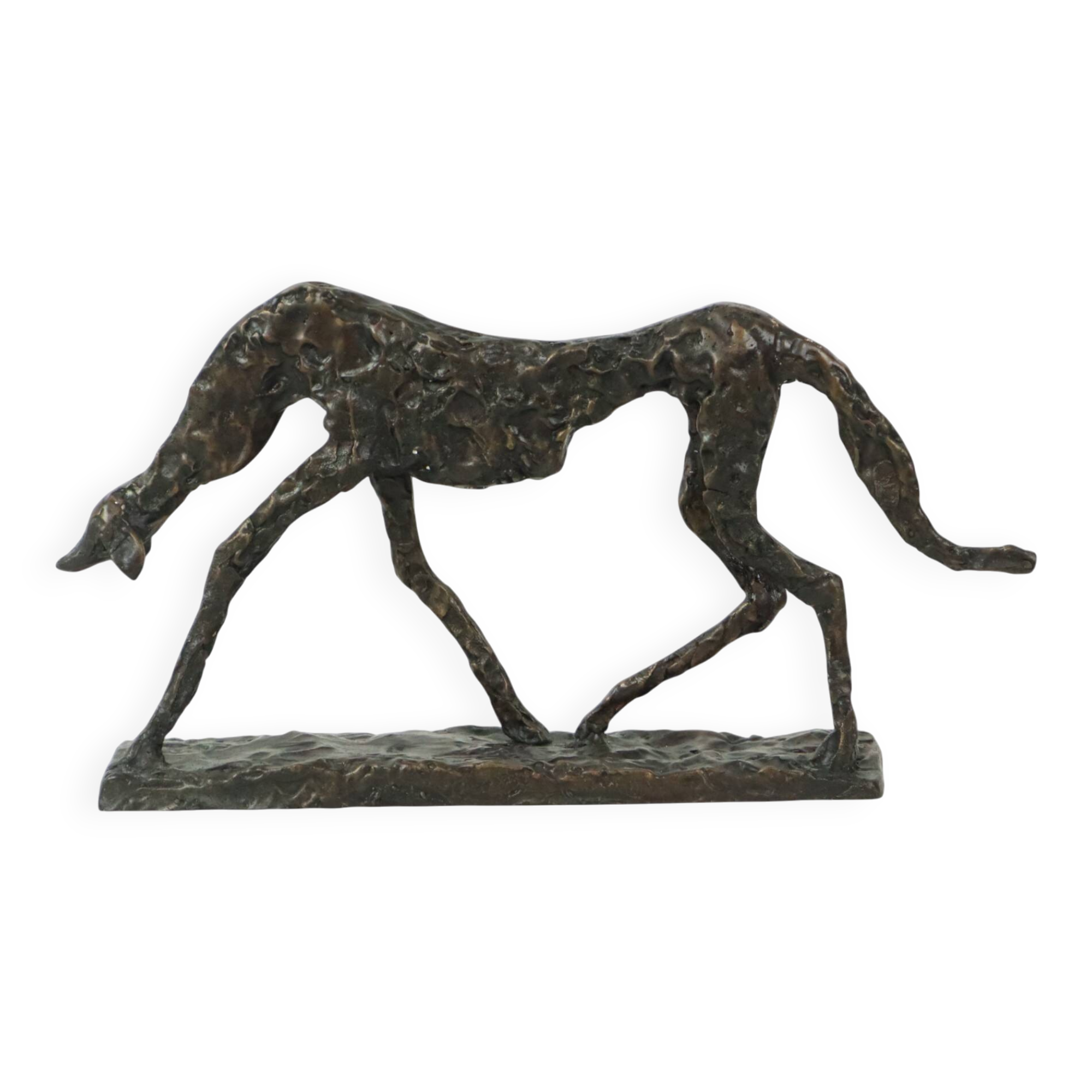 Statue en bronze d'après Alberto Giacometti Sculpture de chien 44 cm