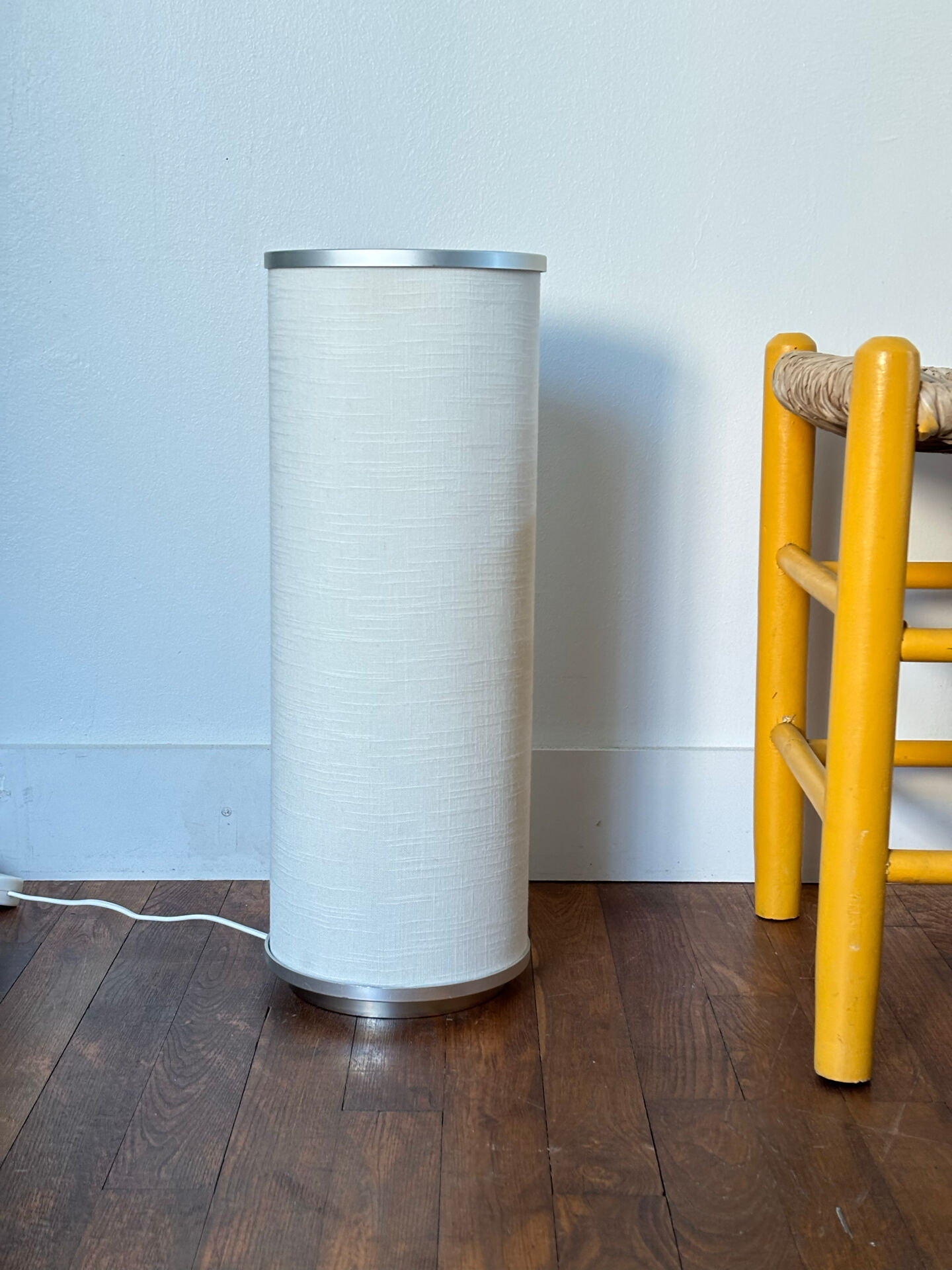 Linen and metal floor lamp