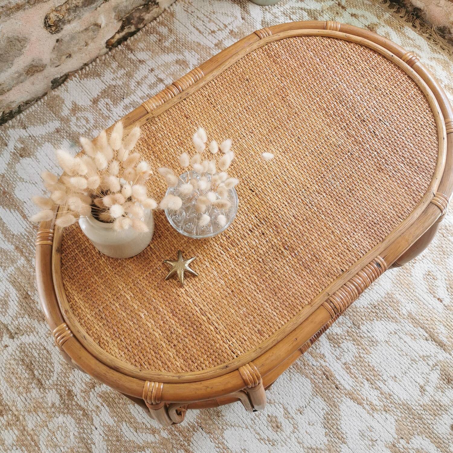 Vintage rattan coffee table