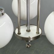 1930s Czech Art Deco Chandelier with Three Opaline Glass Globes