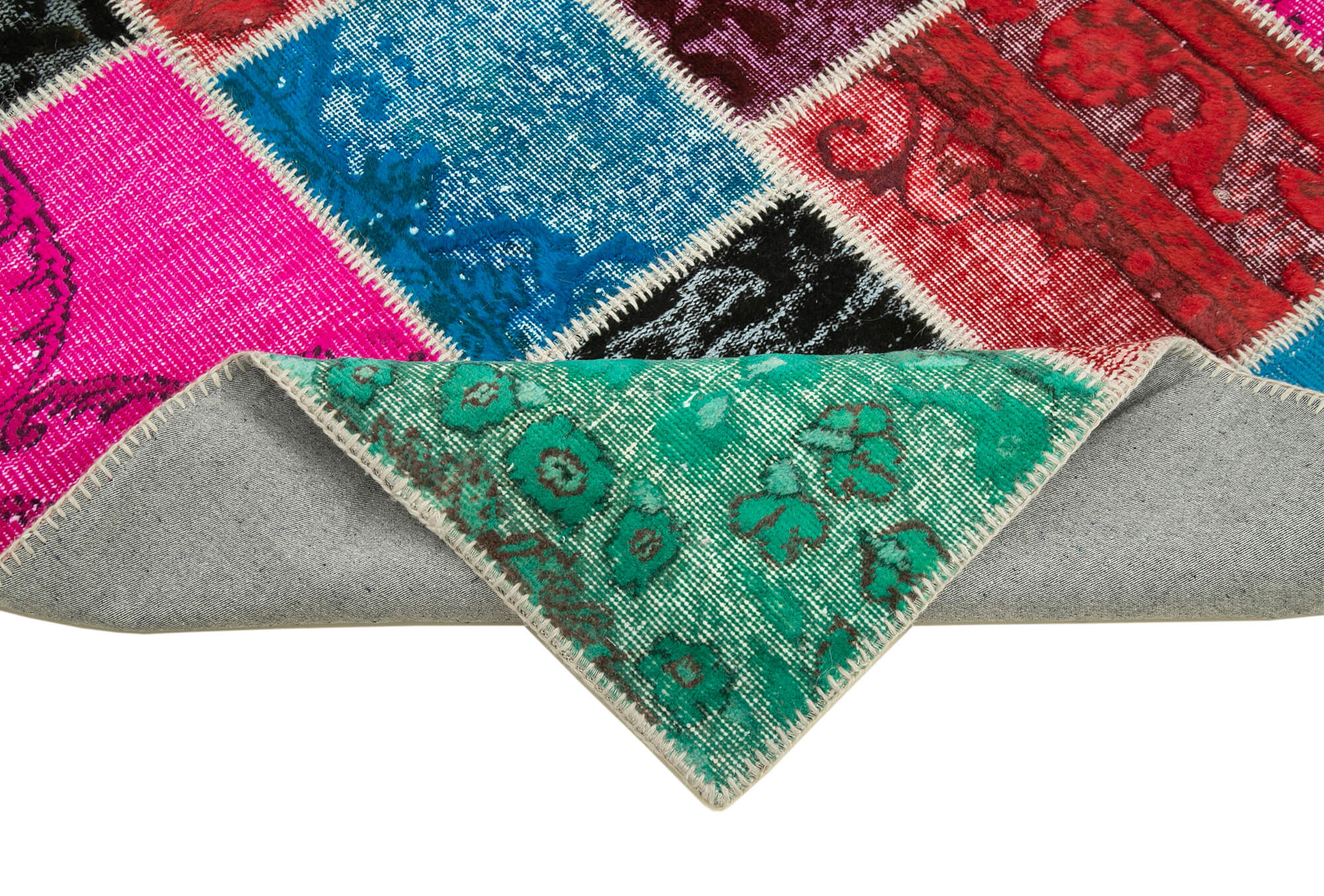 Tapis patchwork multicolore vintage 179 cm x 243 cm fait à la main anatolian vintage