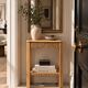 Art Deco console in raw wood with floral decoration, renovated 1930.