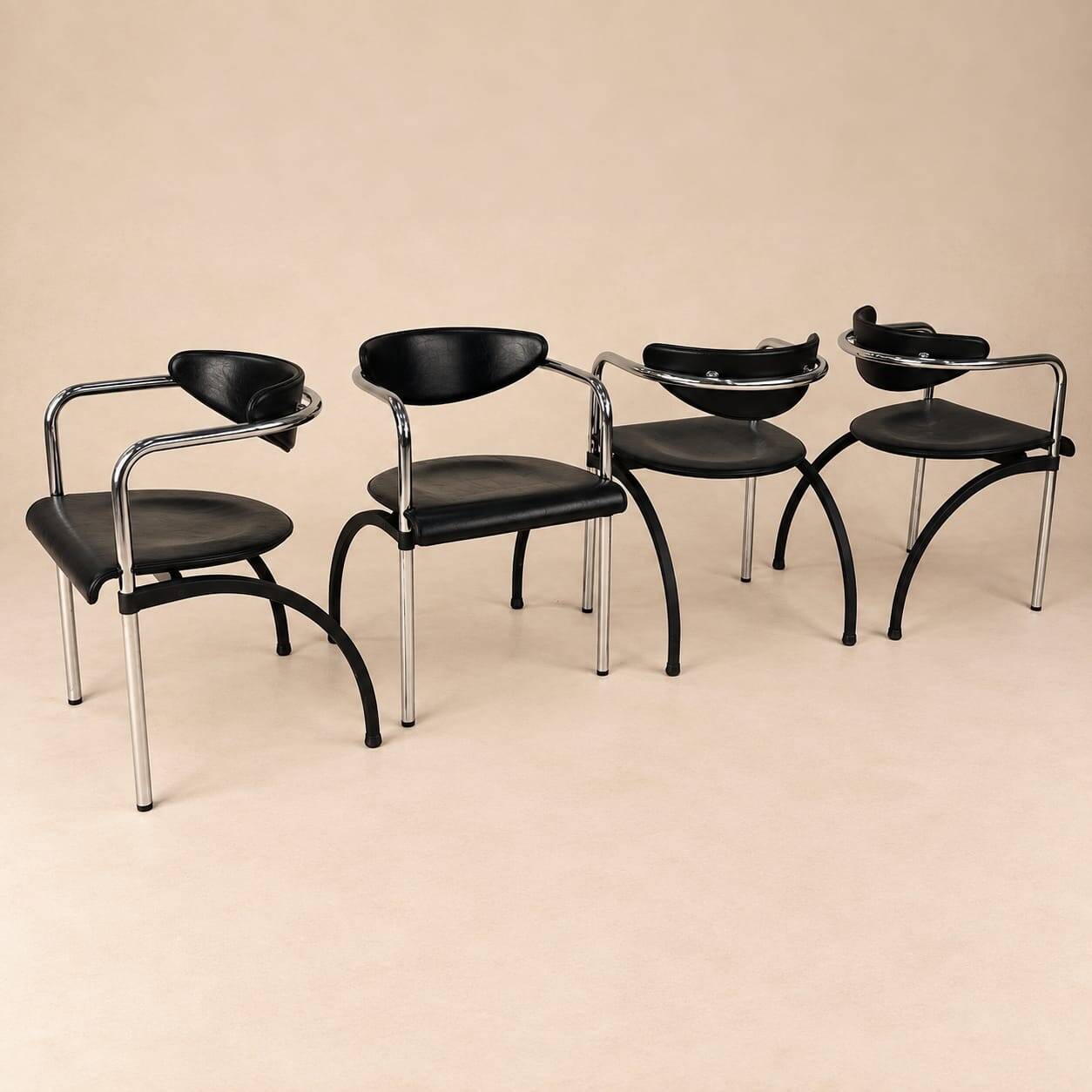 Set of 4 postmodern dining chairs by Arnold Merckx for Arco, 1980s