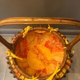 Quadripod worker in vintage rattan 1950s