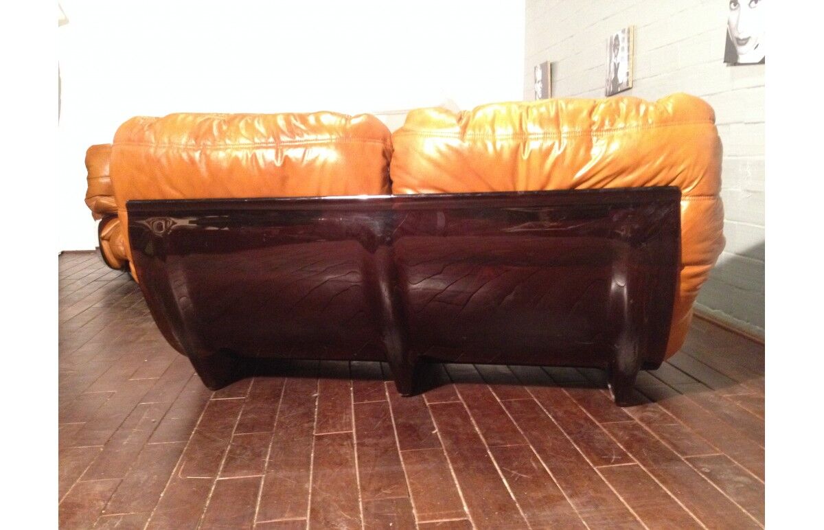 Lot of cognac "Marsala" leather sofas by Michel Ducaroy for line Roset 1970