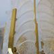Carl Fagerlund brass and glass acanthus leaf chandelier, Sweden 1960s
