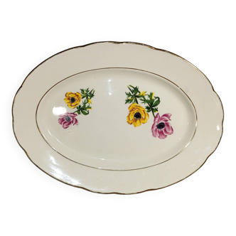 Plat Gien en porcelaine Anémones "Bretagne de Vercor" - 34cm x 25 cm