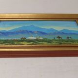 Mongolia landscape painting signed frame