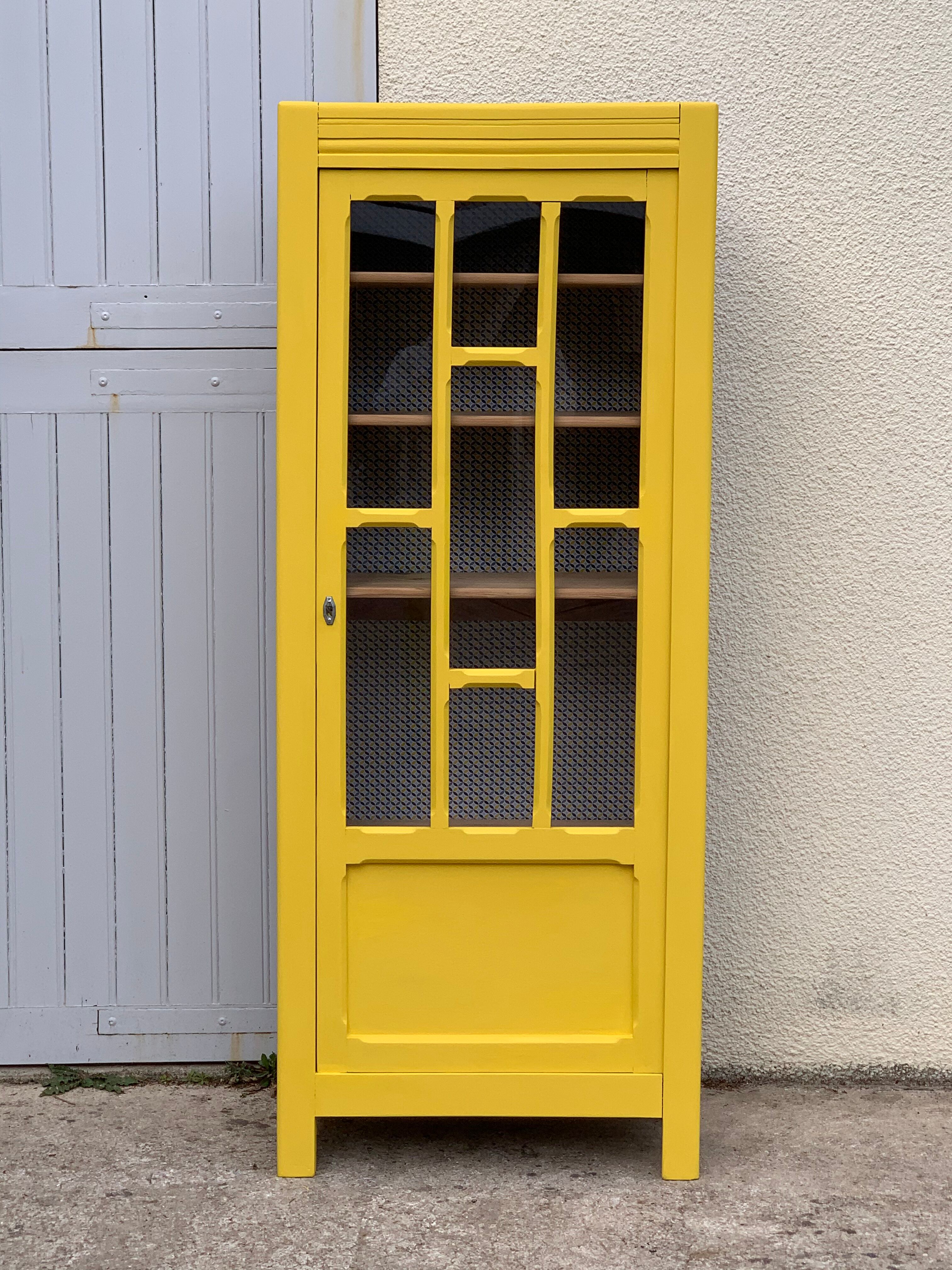 Glass-glazed Parisian wardrobe 1950