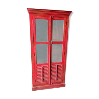 2-door red cabinet