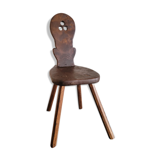 Chaise brutaliste en chêne